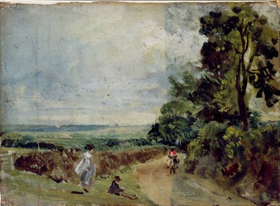 Strada di campagna con alberi e figure da John Constable